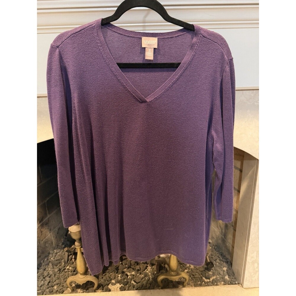 Chico’s 3/4 Sleeve Lightweight Purple Sweater Size XL